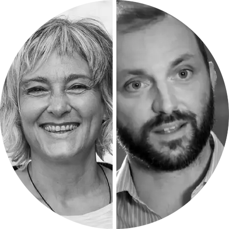 Retratos de Heike Freire y Jaime Buhigas