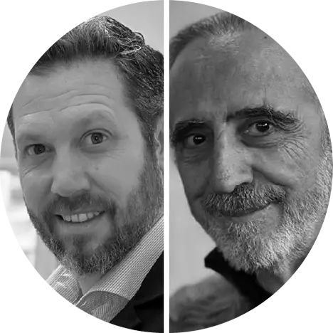 Retratos de Jon Duñabeitia y Mariano Fernández Enguita
