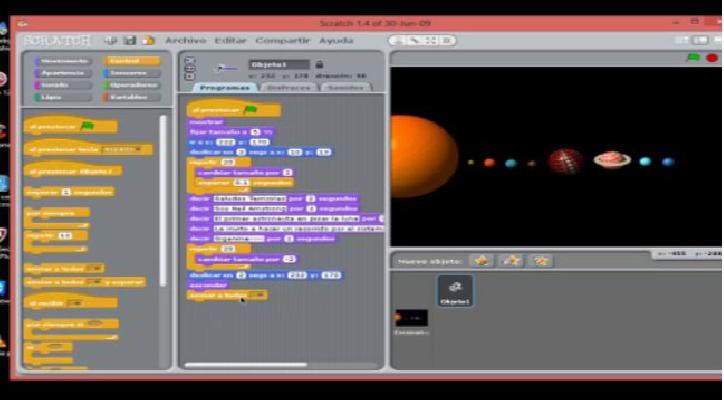 Programación con Scratch. Sistema solar y planetas
