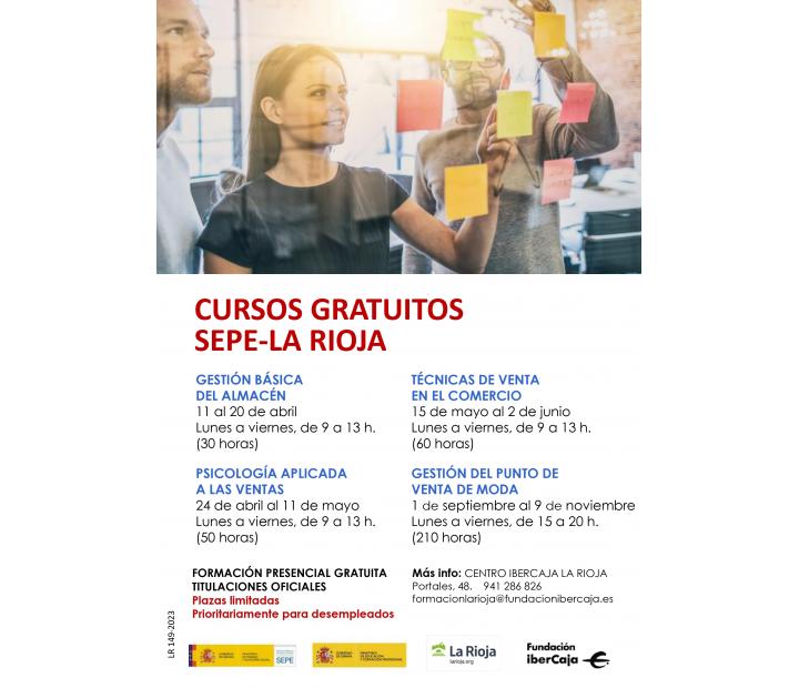 Cursos gratuitos para desempleados. Subvencionados por el Gobierno de La Rioja y Fondo Social Europeo