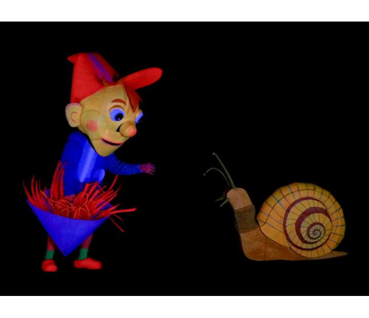 Garbancito con el buey sobre el tejado