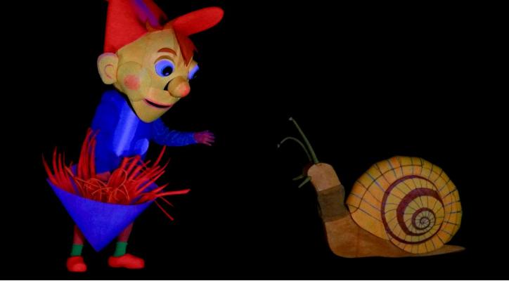 Garbancito con el buey sobre el tejado