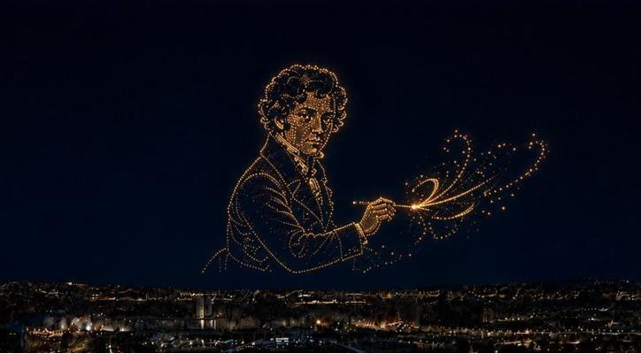 Espectáculo de drones: “150 años de Fundación Ibercaja. El Museo Goya ilumina el cielo”