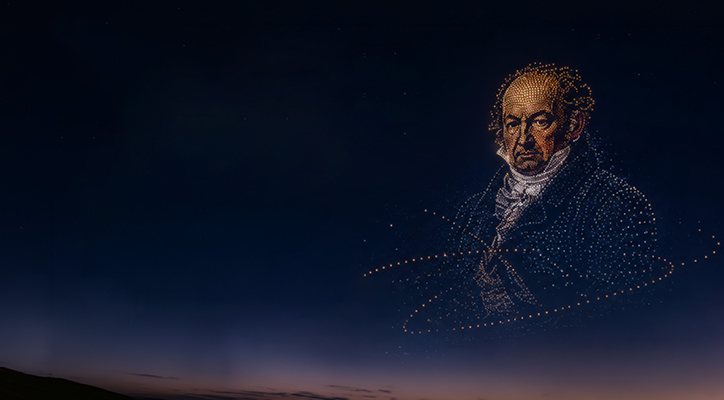 Espectáculo de drones. `150 años de Fundación Ibercaja. El Museo Goya ilumina el cielo´