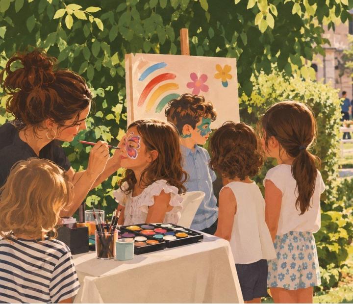 Pintacaras en el jardín