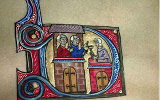 Taller caligrafía. Letras iniciales miniadas sobre pergamino