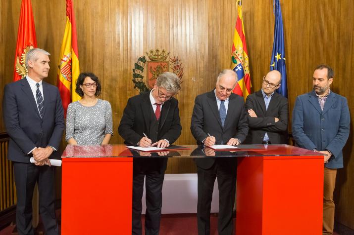 LA FUNDACIÓN IBERCAJA RENUEVA SU CONVENIO DE COLABORACIÓN CON EL AYUNTAMIENTO Y LA FUNDACIÓN ZARAGOZA CIUDAD DEL CONOCIMIENTO
